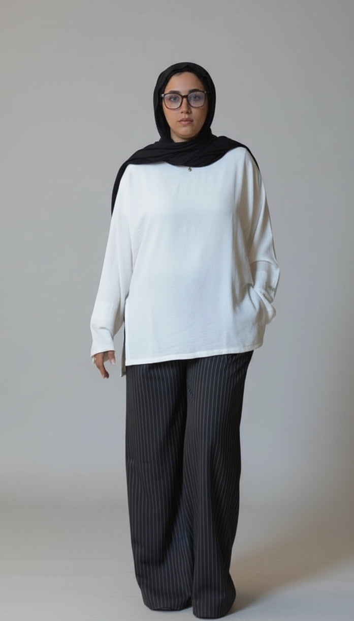 The Black Pinstripe Wide-Leg