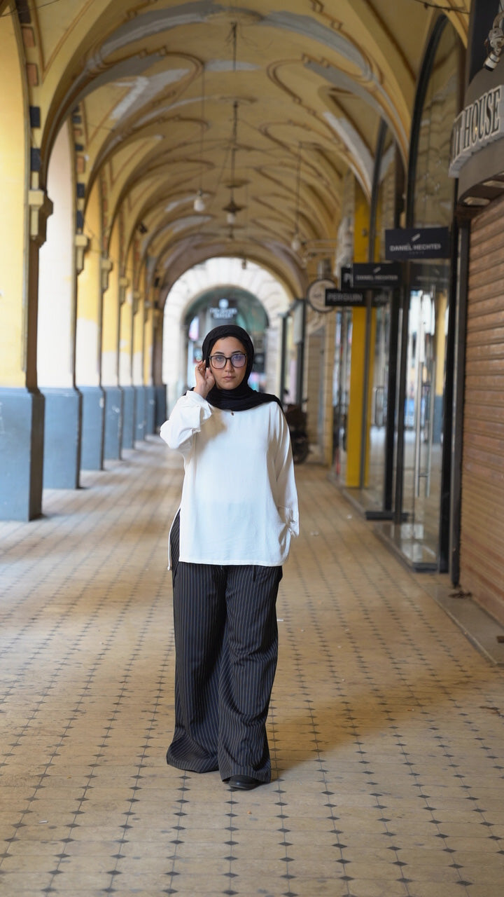 The Black Pinstripe Wide-Leg