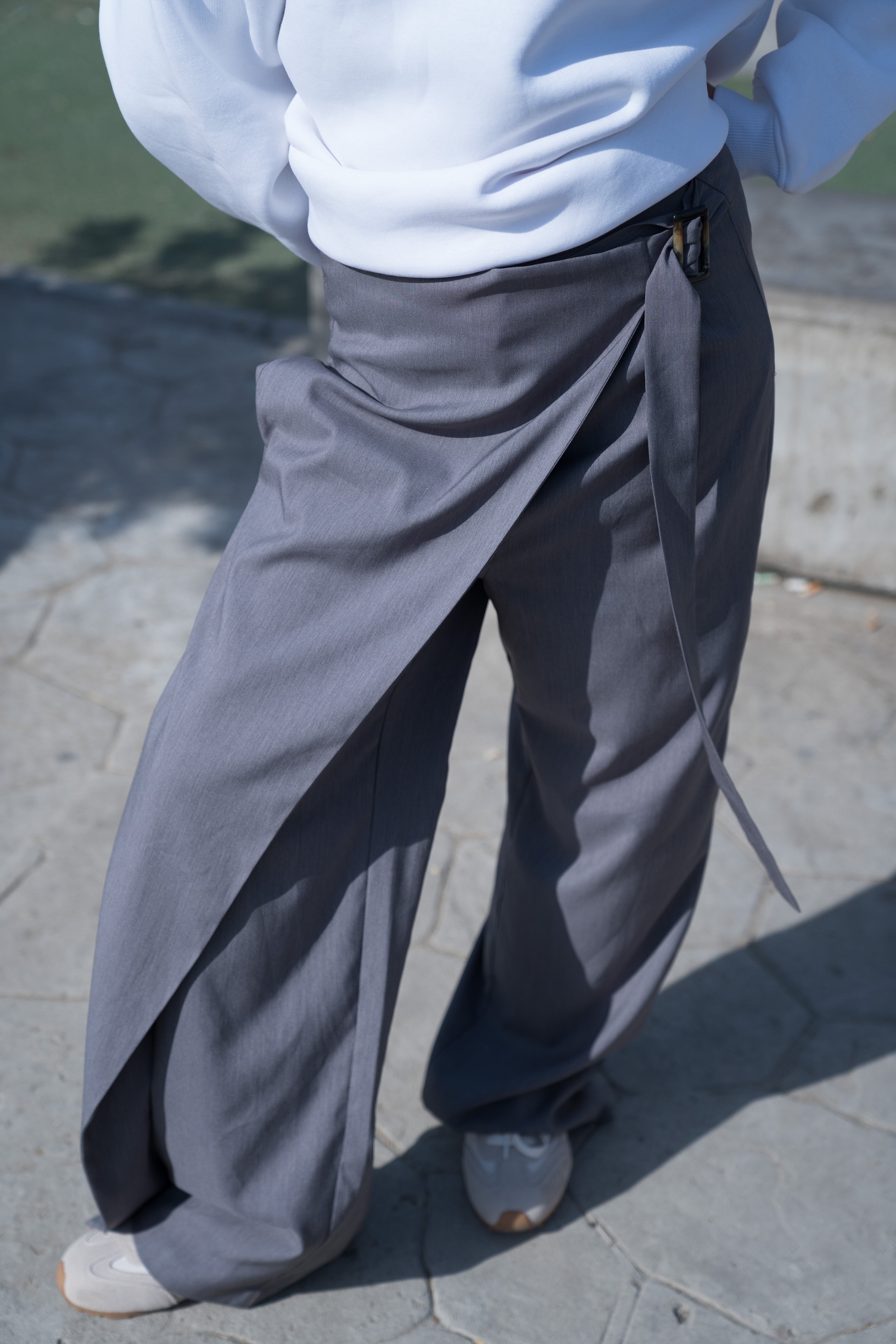 The Grey Wrap Tailored Pants