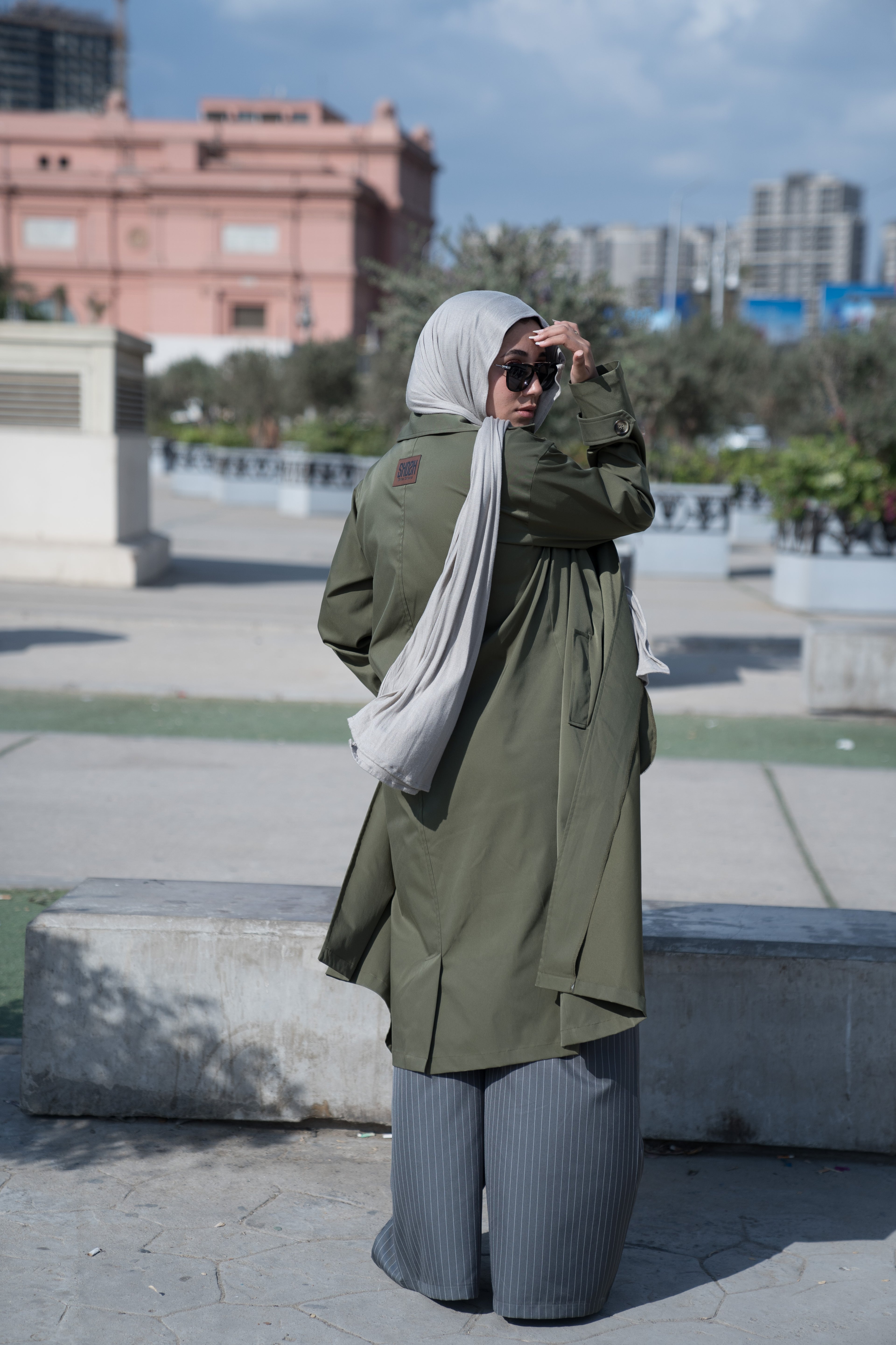 Olive Minimal Trench Coat
