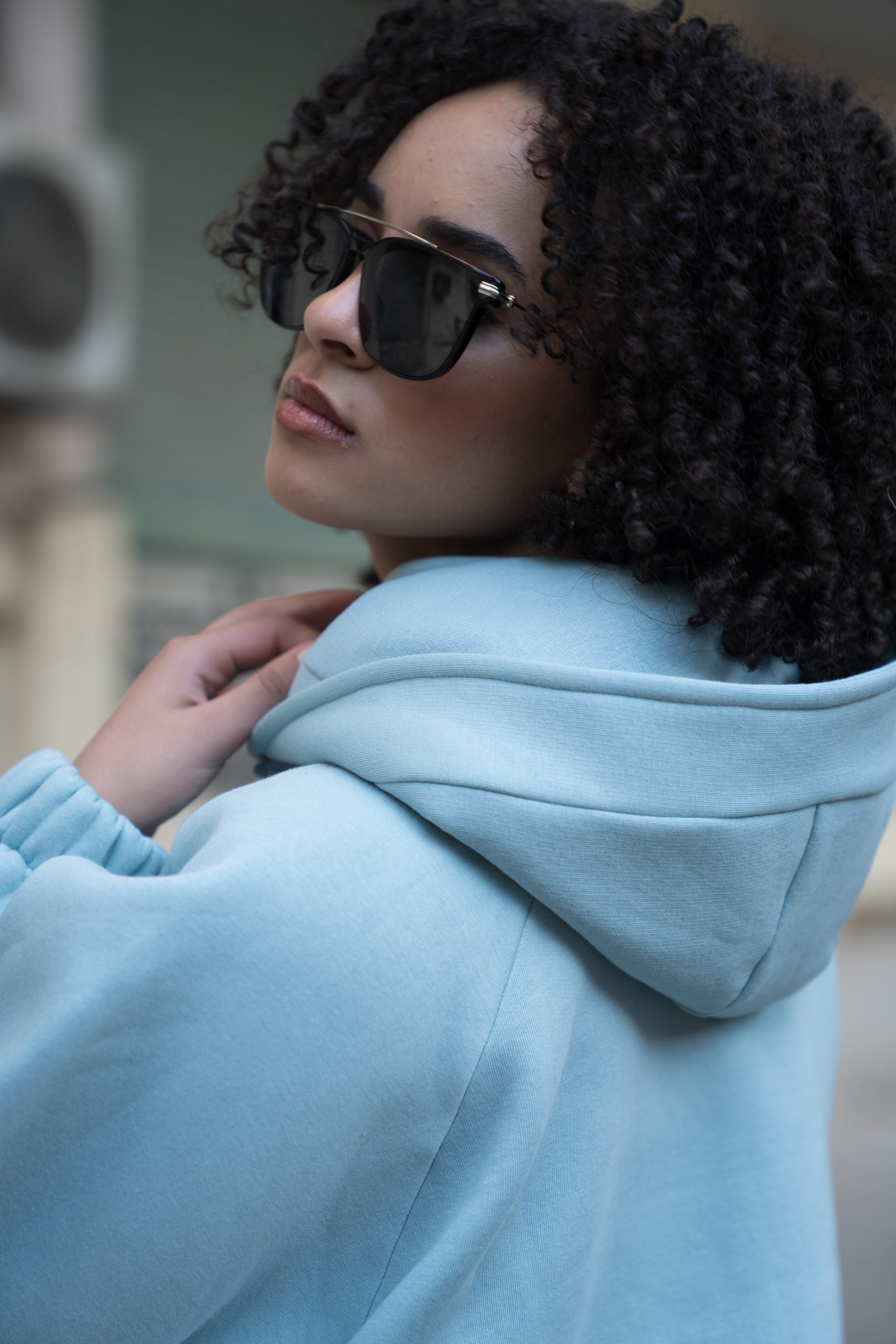 The Mint Blue Relaxed Zip Hoodie