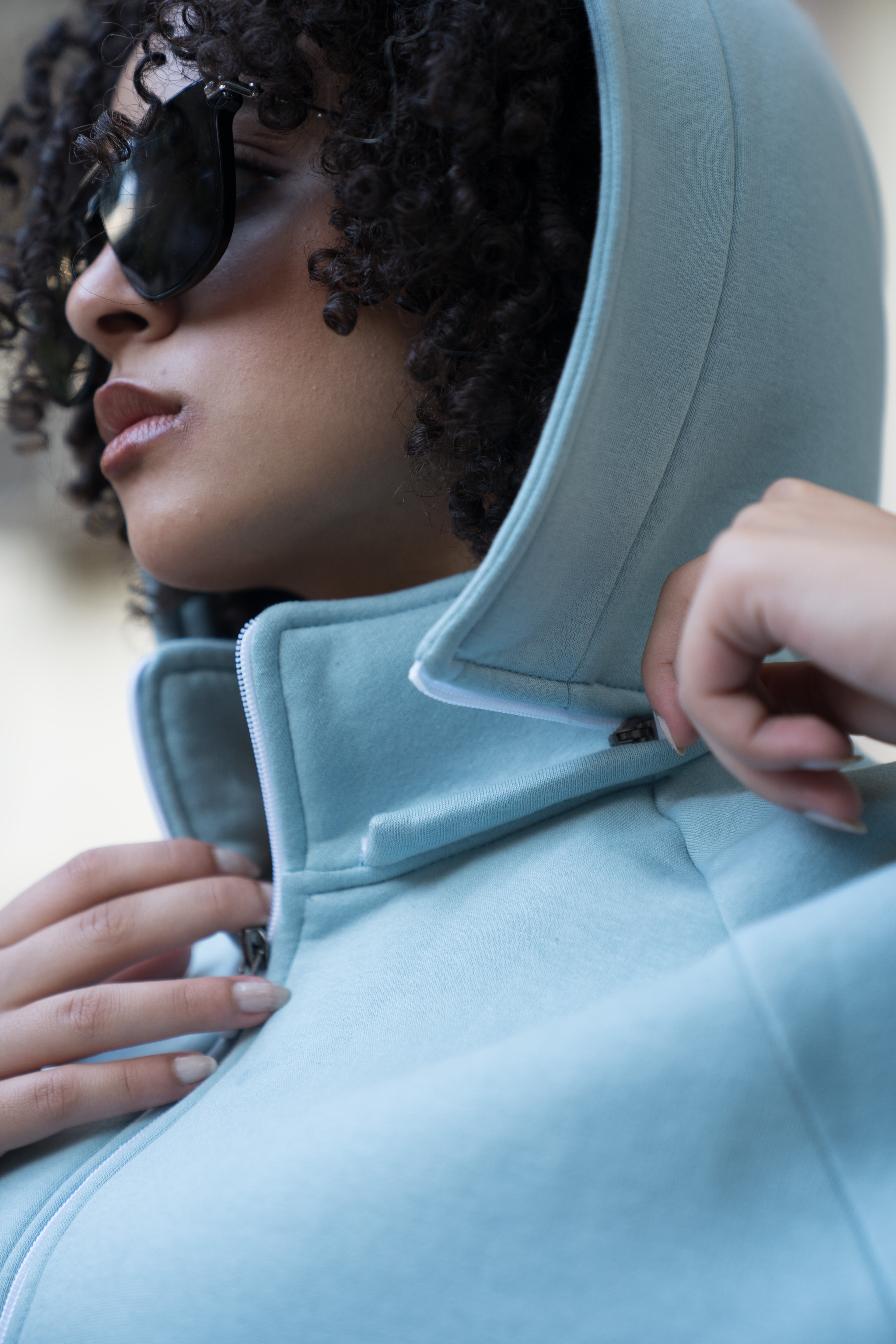 The Mint Blue Relaxed Zip Hoodie