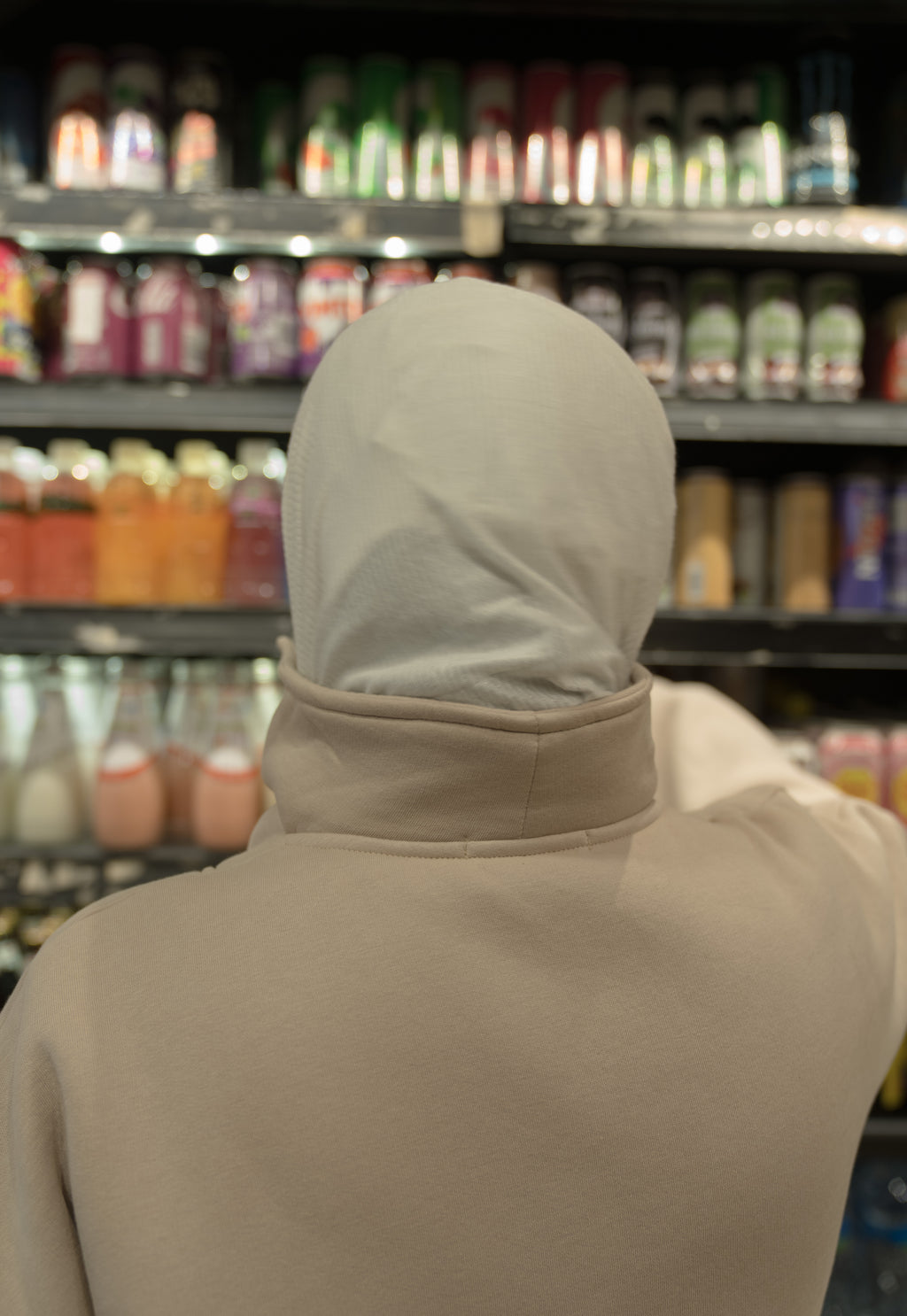 Oversized Beige High-Neck Sweatshirt