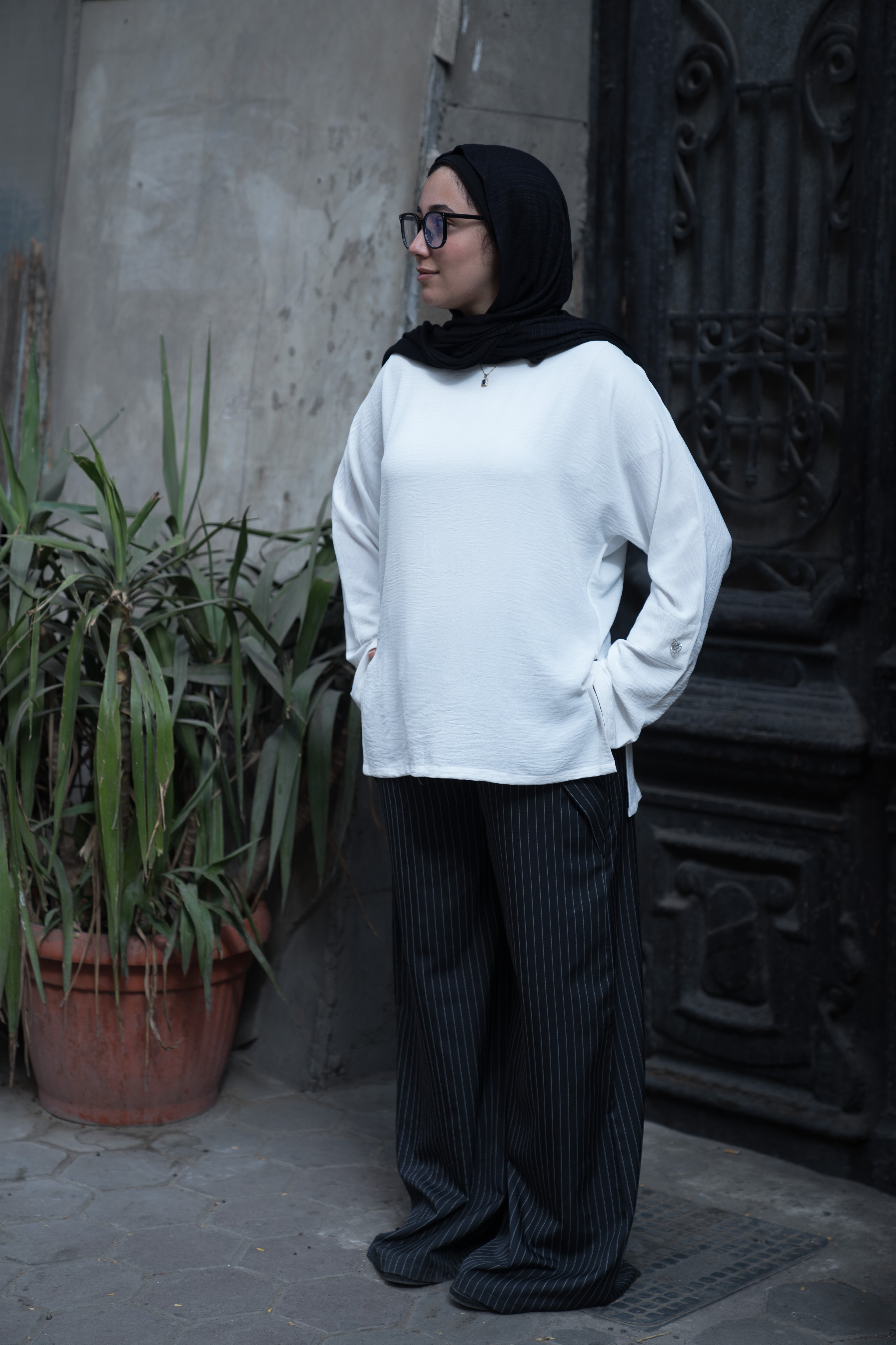 The Black Pinstripe Wide-Leg