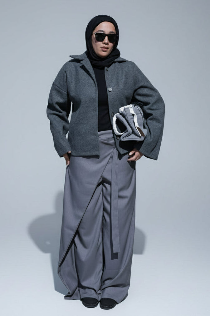The Grey Wrap Tailored Pants