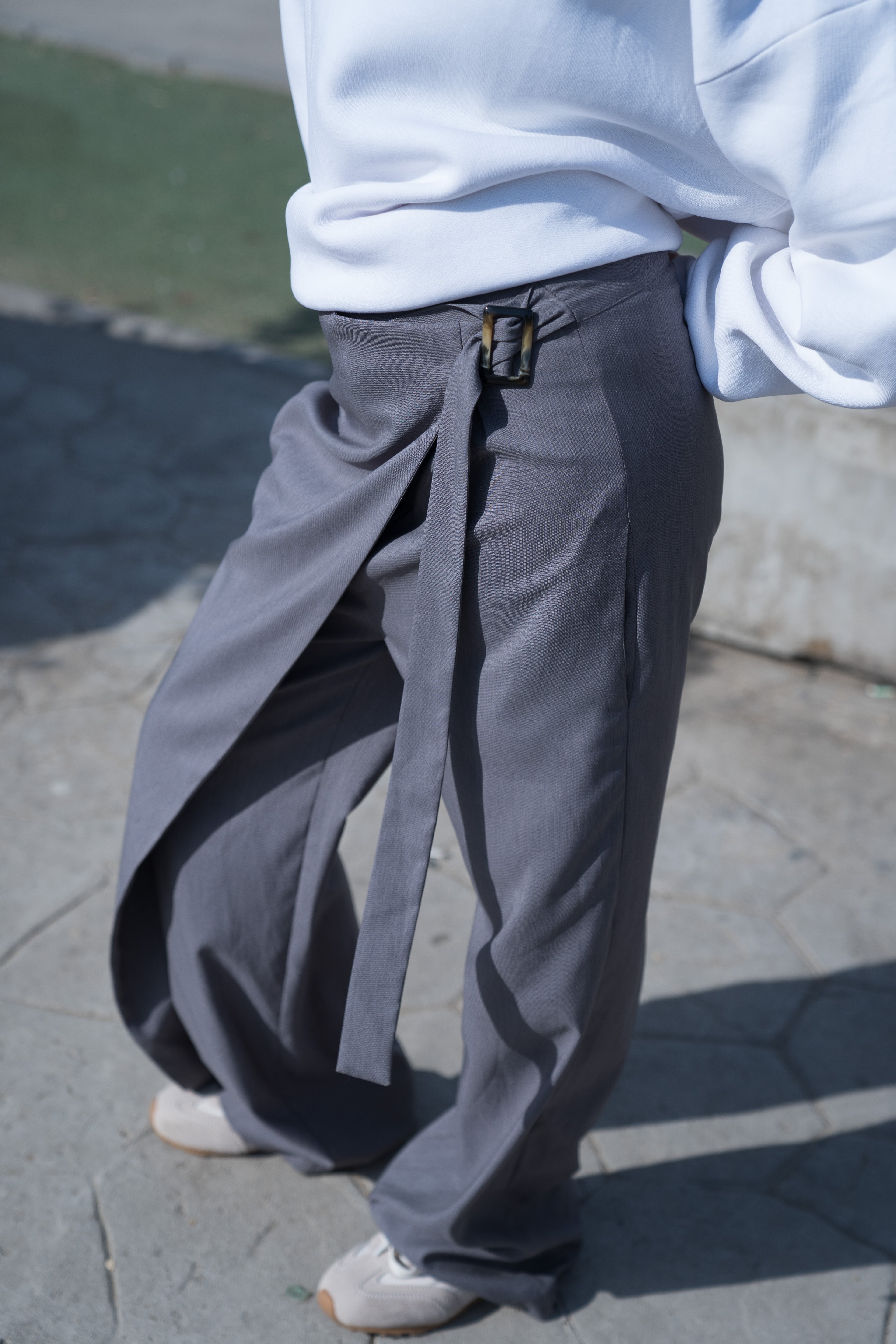 The Grey Wrap Tailored Pants